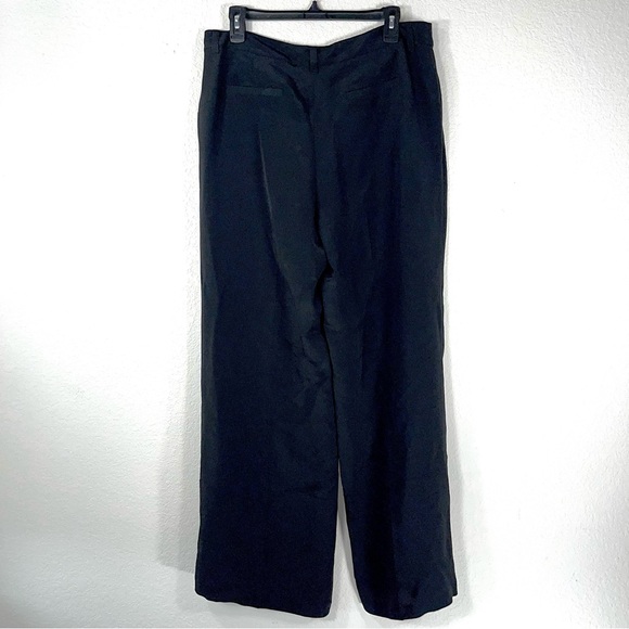 Eileen Fisher 100% silk wide leg trousers pleated belt loops pockets size M - Picture 5 of 13